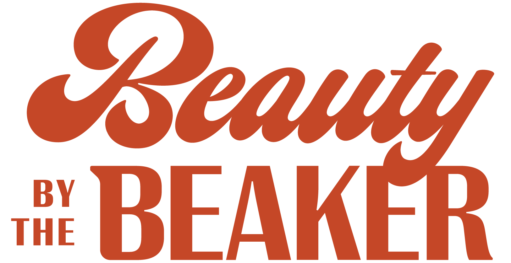 Text in stylized font reading 'Beauty by the Baker' in the color orange brown.