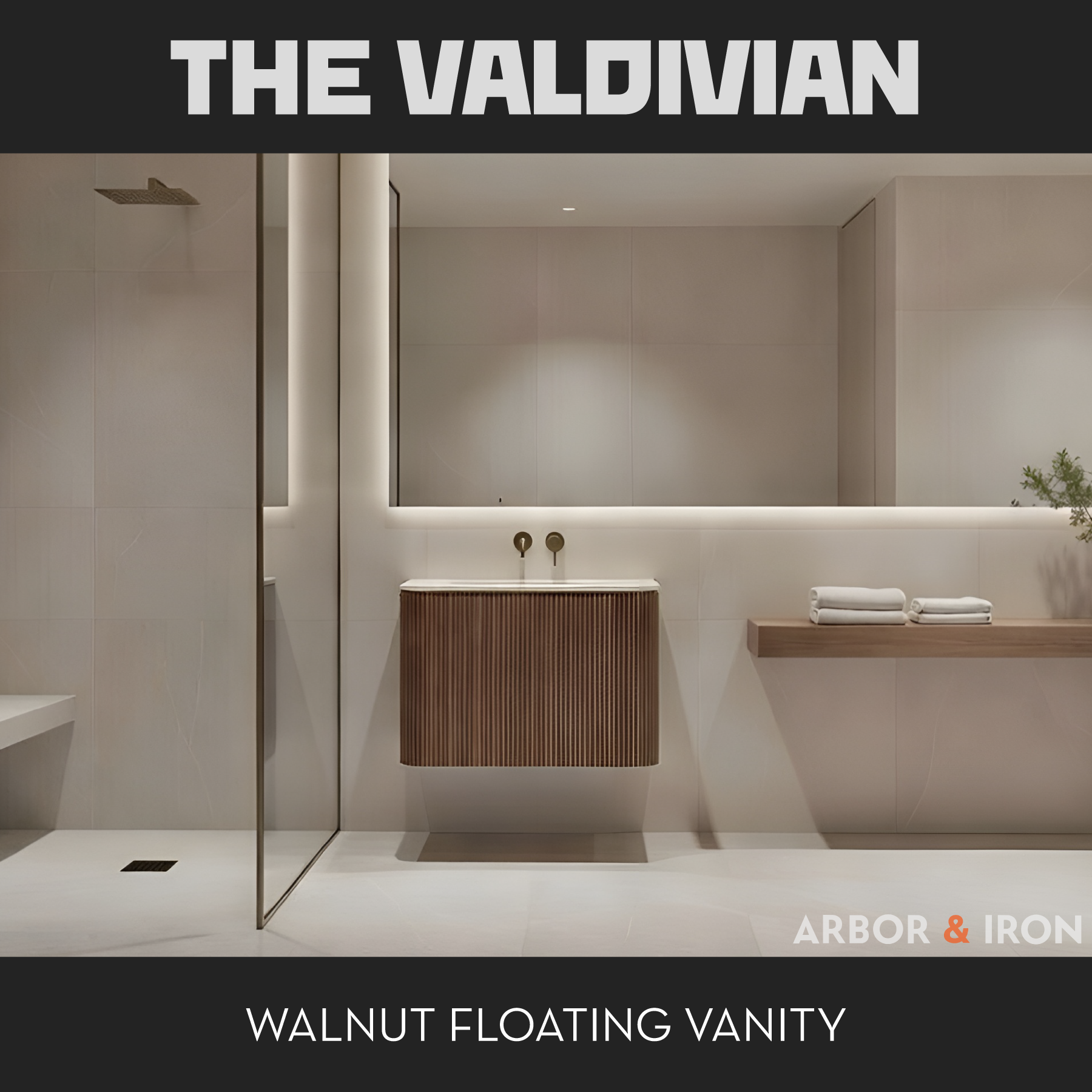 THE VALDIVIAN Floating Vanity - Walnut Fluted