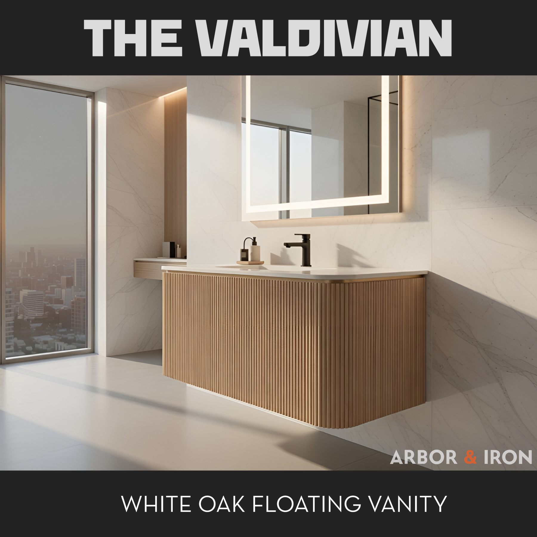 THE VALDIVIAN Floating Vanity - White Oak Fluted