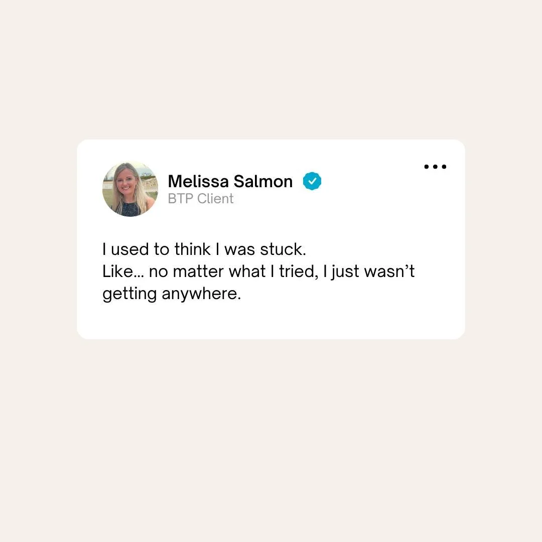 Sometimes you&rsquo;re not stuck&hellip; you just can&rsquo;t see your progress. 
Our client Melissa discovered how powerful it is to have a coach by your side, helping you see what you might be missing.
Someone to pause with you.
To reflect with you