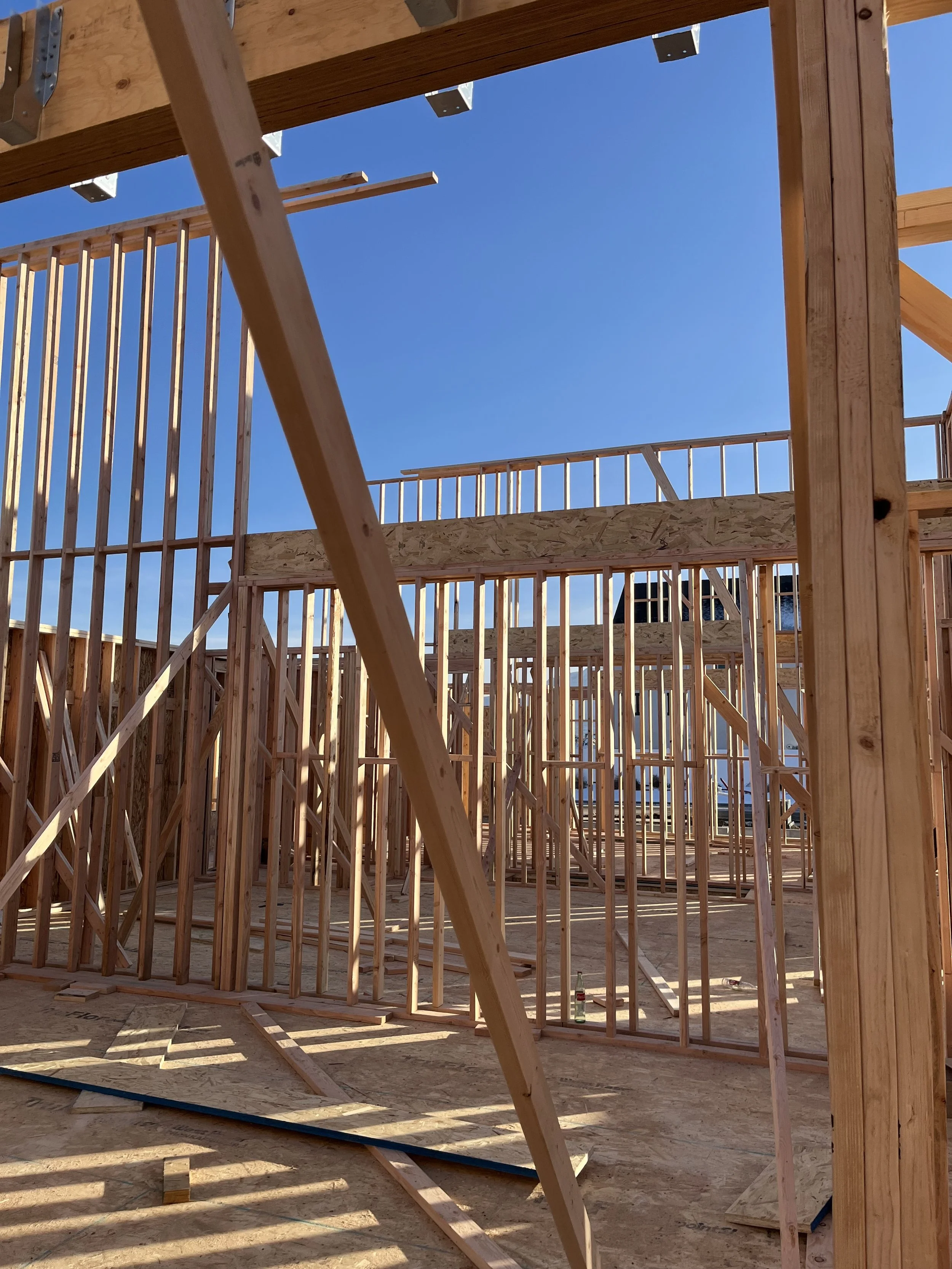 Wall framing in progress