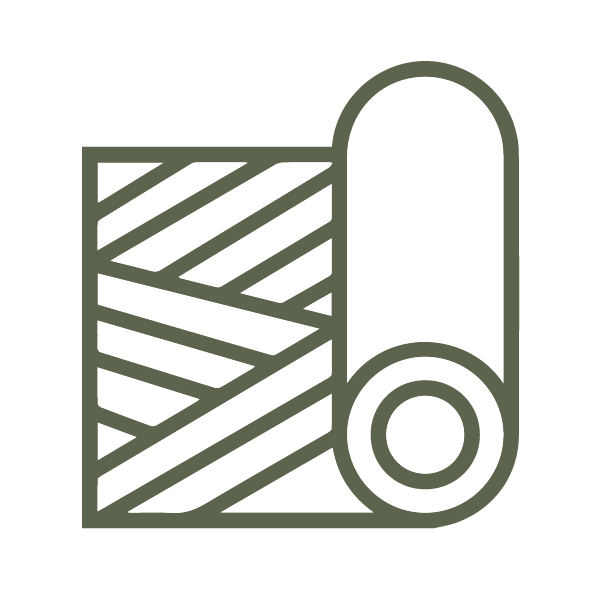 Icon of a rolled-up carpet made of 100% pure wool by Big Wool, one of the world's leading wool producers for luxury and high-end furniture manufacture and sustainable furniture, packaging and insulation using wool