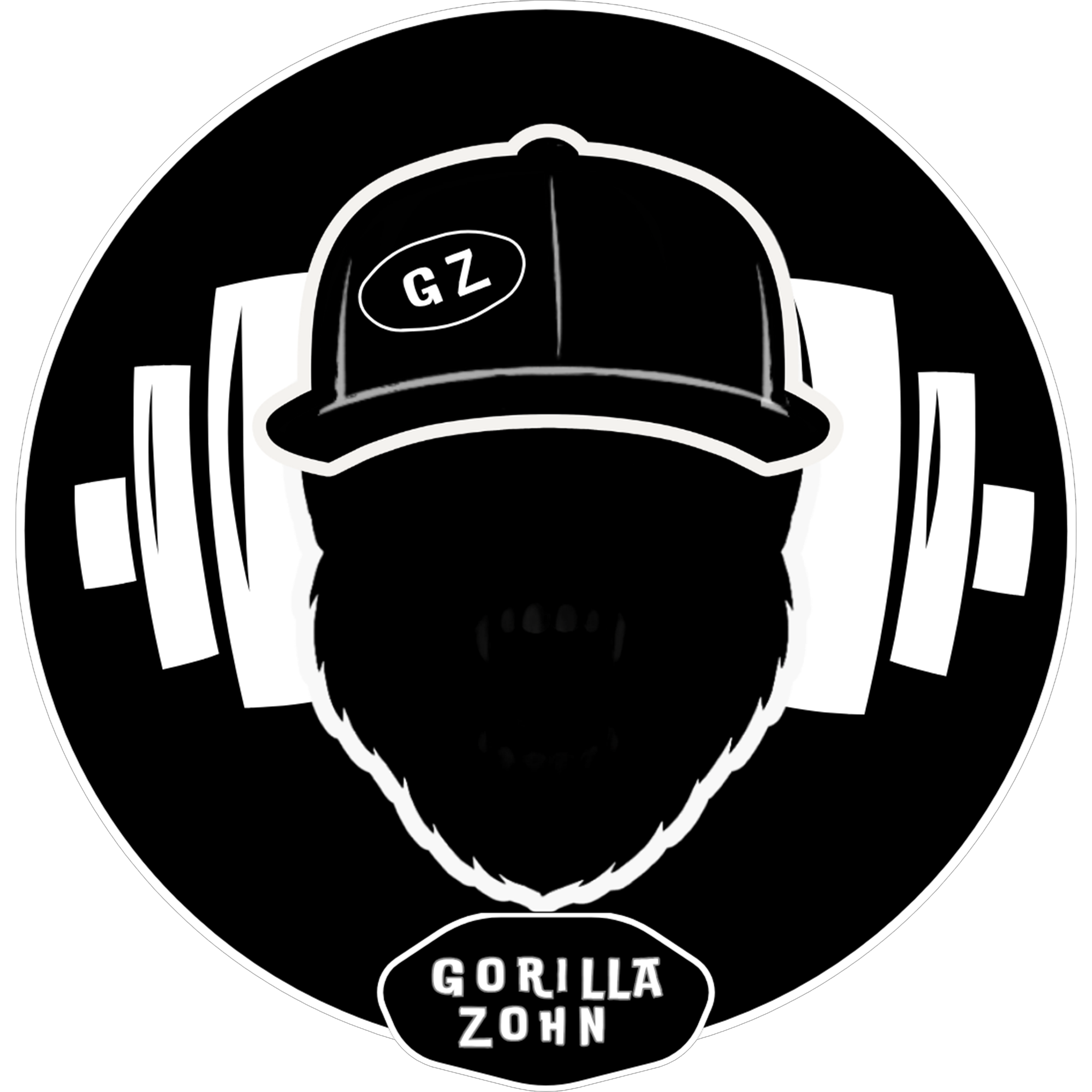 A black and white logo featuring a gorilla with barbell weights and a cap with the initials 'GZ'. The gorilla's face is in the center, with the text 'Gorilla Zohn' below.
