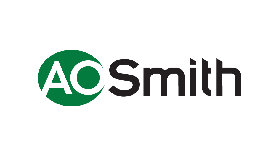 AO Smith logo with green circle and white letters 'AO', followed by the word 'Smith' in black