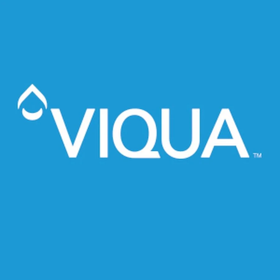 Viqua logo with a blue background and a white water droplet icon.