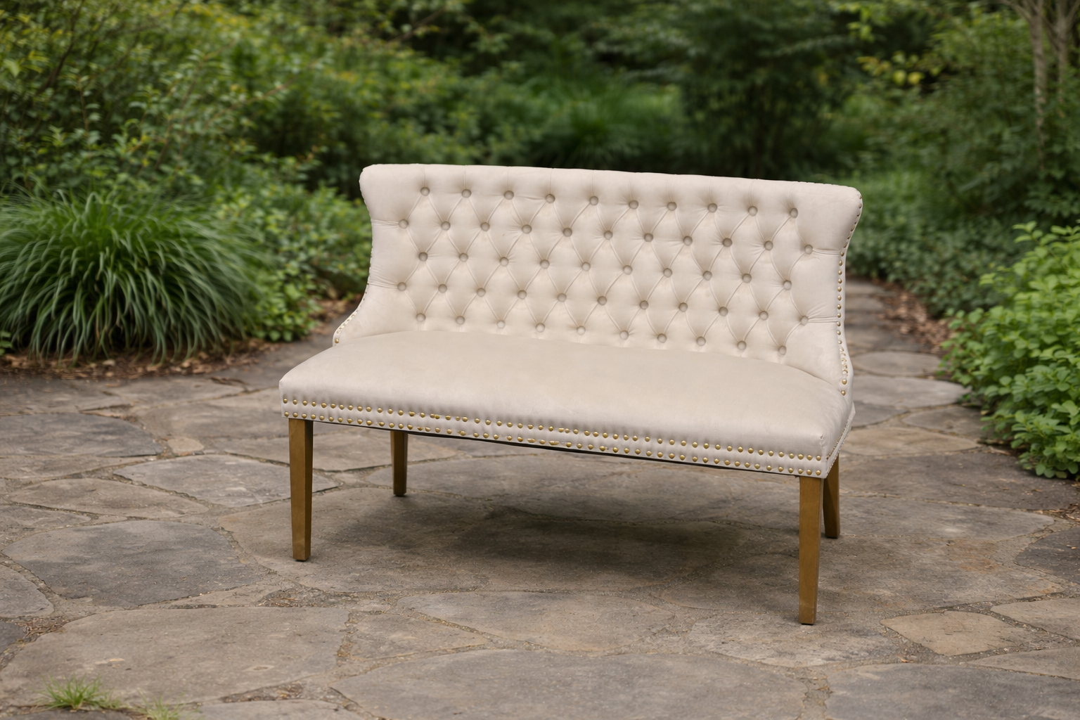 Velvet Cream/Gold Bench $75