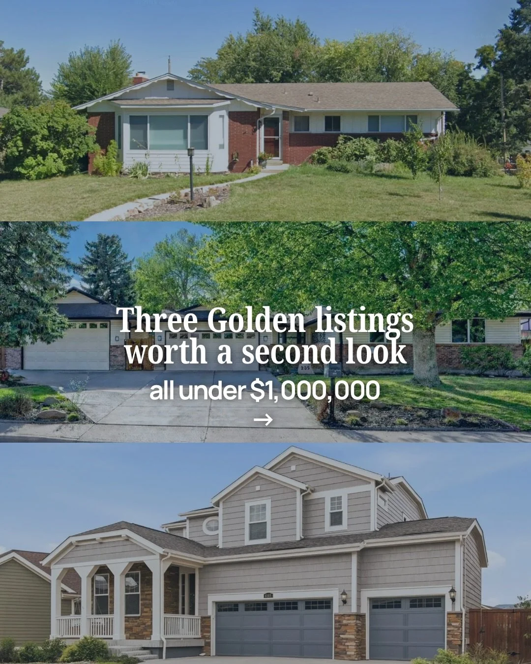 Homes for sale in Golden, Colorado that have me doing a double take. 👀
These three flew a little under the radar but check every box if you actually know what you&rsquo;re looking for.
Home 1 (4 bed / 3 bath Applewood): Quick hop to I-70 + room for 