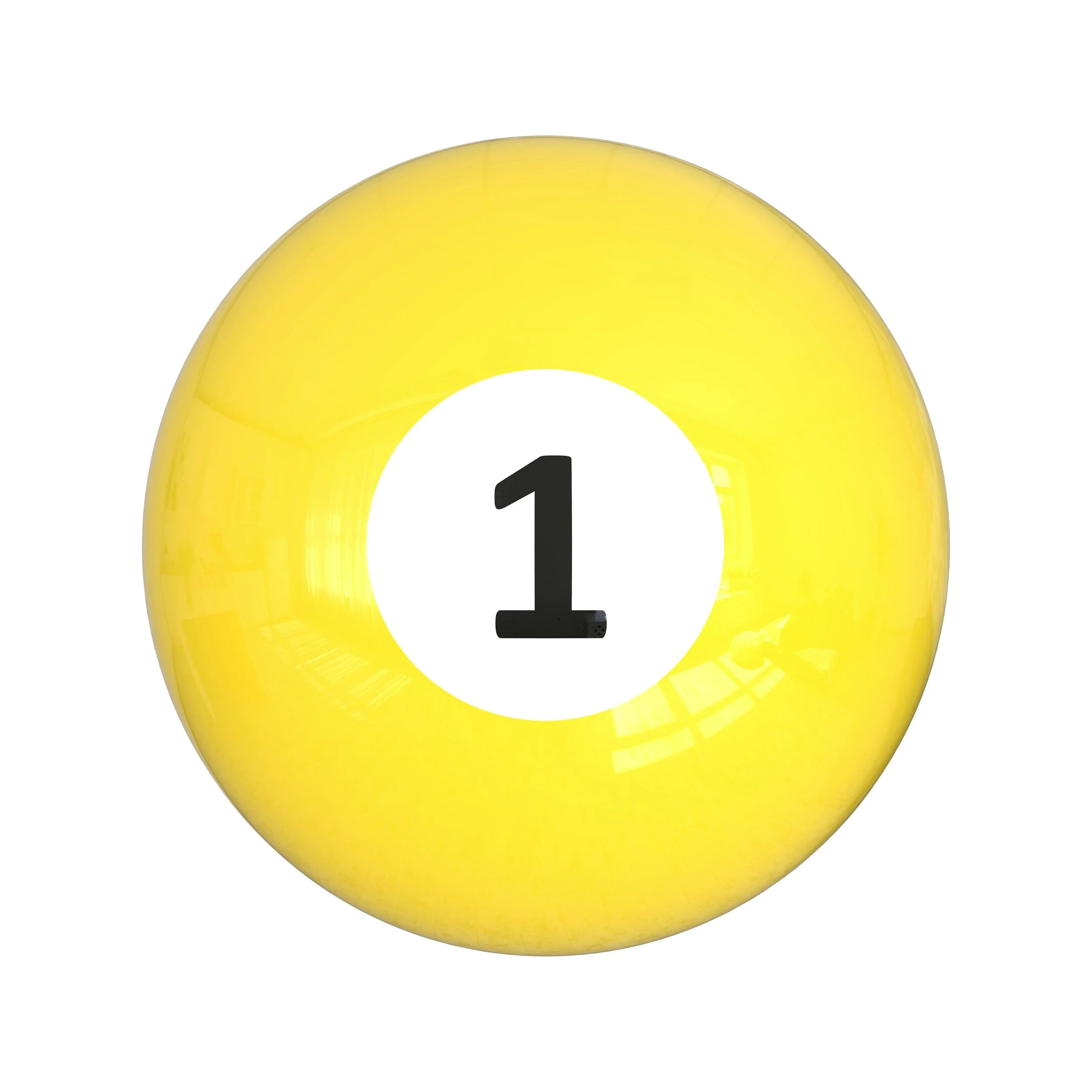 Yellow billiard ball with the number 1 on it