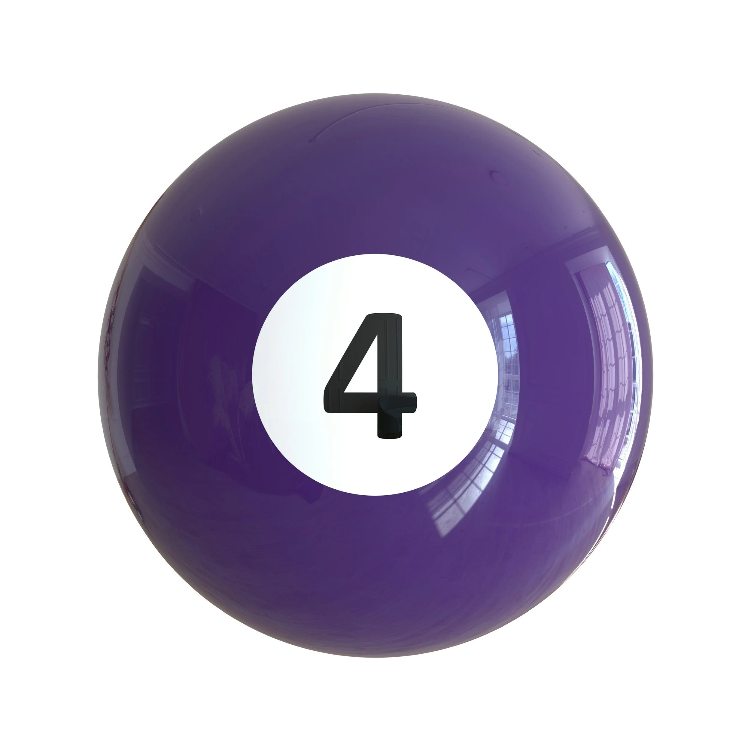 A purple billiard ball with the number 4 on it.