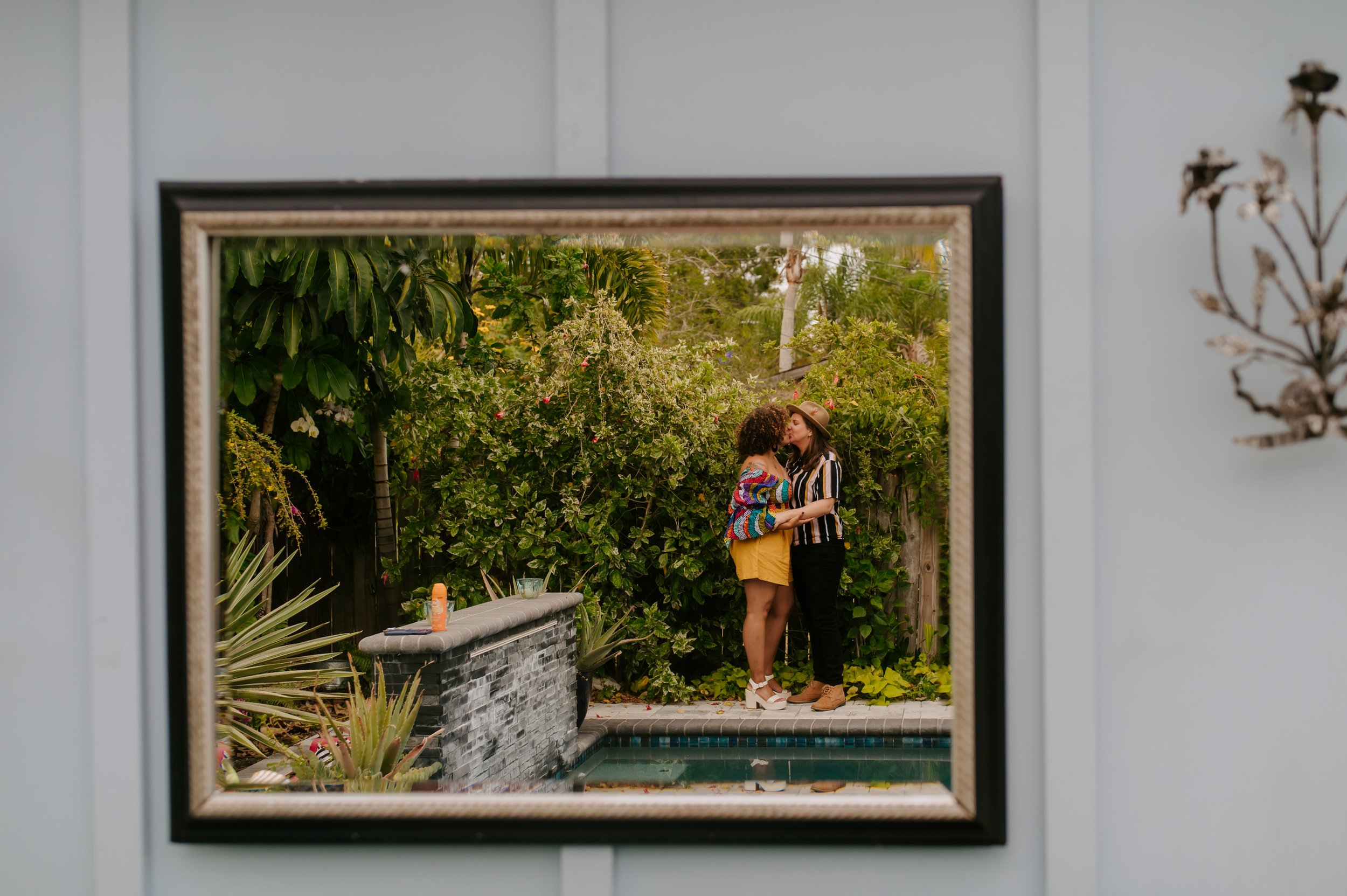 A Colorful Backyard Garden Engagement in St. Pete | Claire &amp; Lindsey