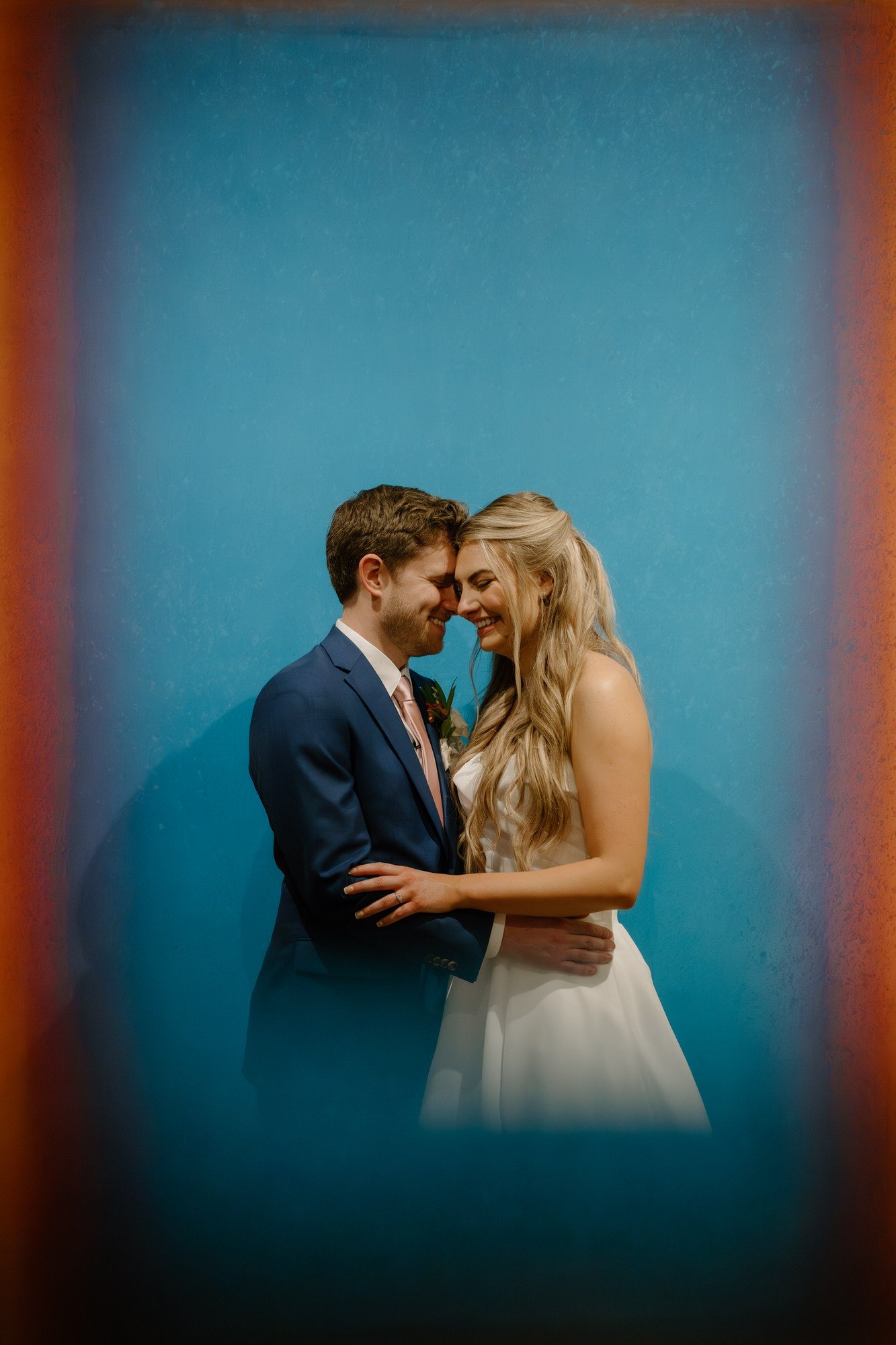 wedding couple in front of painting at museum of fine arts st. pete