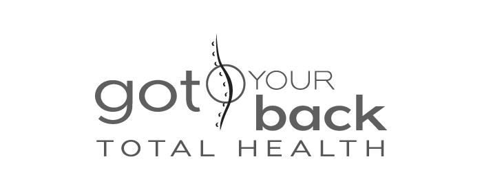 Logo with the text 'got your back' and the slogan 'Total Health' along with a stylized spine icon.