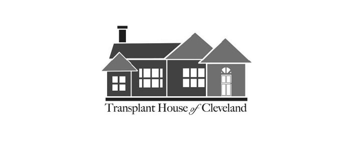 Logo of Transplant House of Cleveland, featuring a gray house with multiple sections and a chimney.