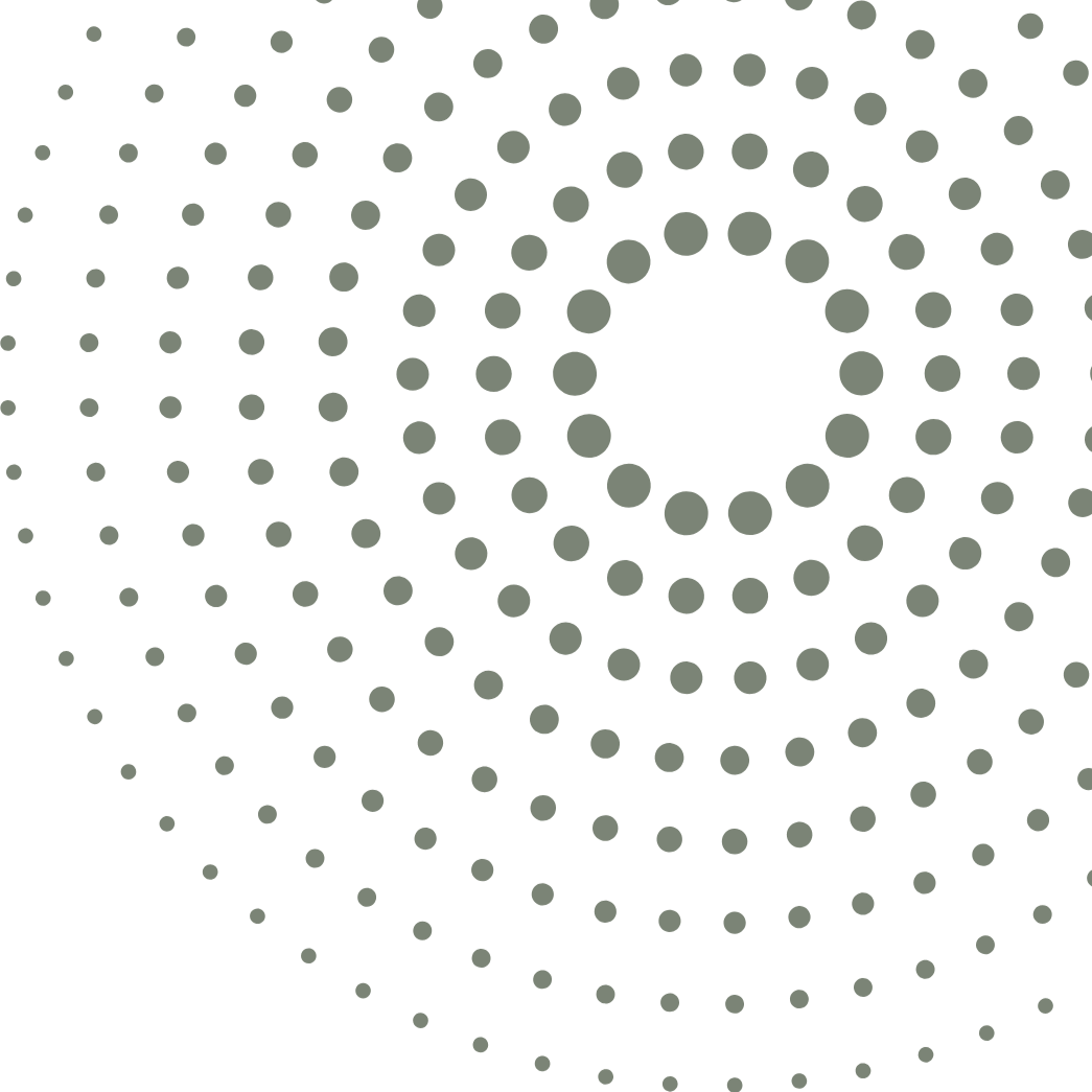 A black background with multiple concentric circles of small gray dots.