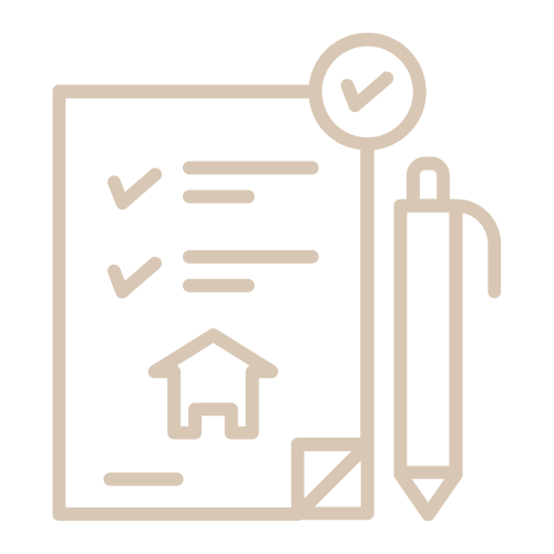 Checklist or plan with a house icon and a pen, indicating a property or home-related task.
