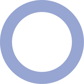 A circular icon with a blue outer ring and a black center.