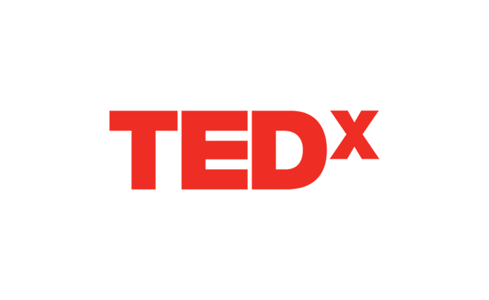 TEDx logo with red letters on a black background.