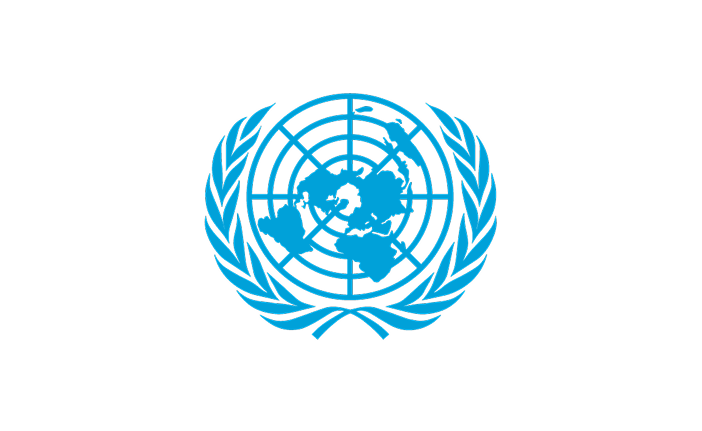 United Nations emblem featuring a world map surrounded by olive branches.