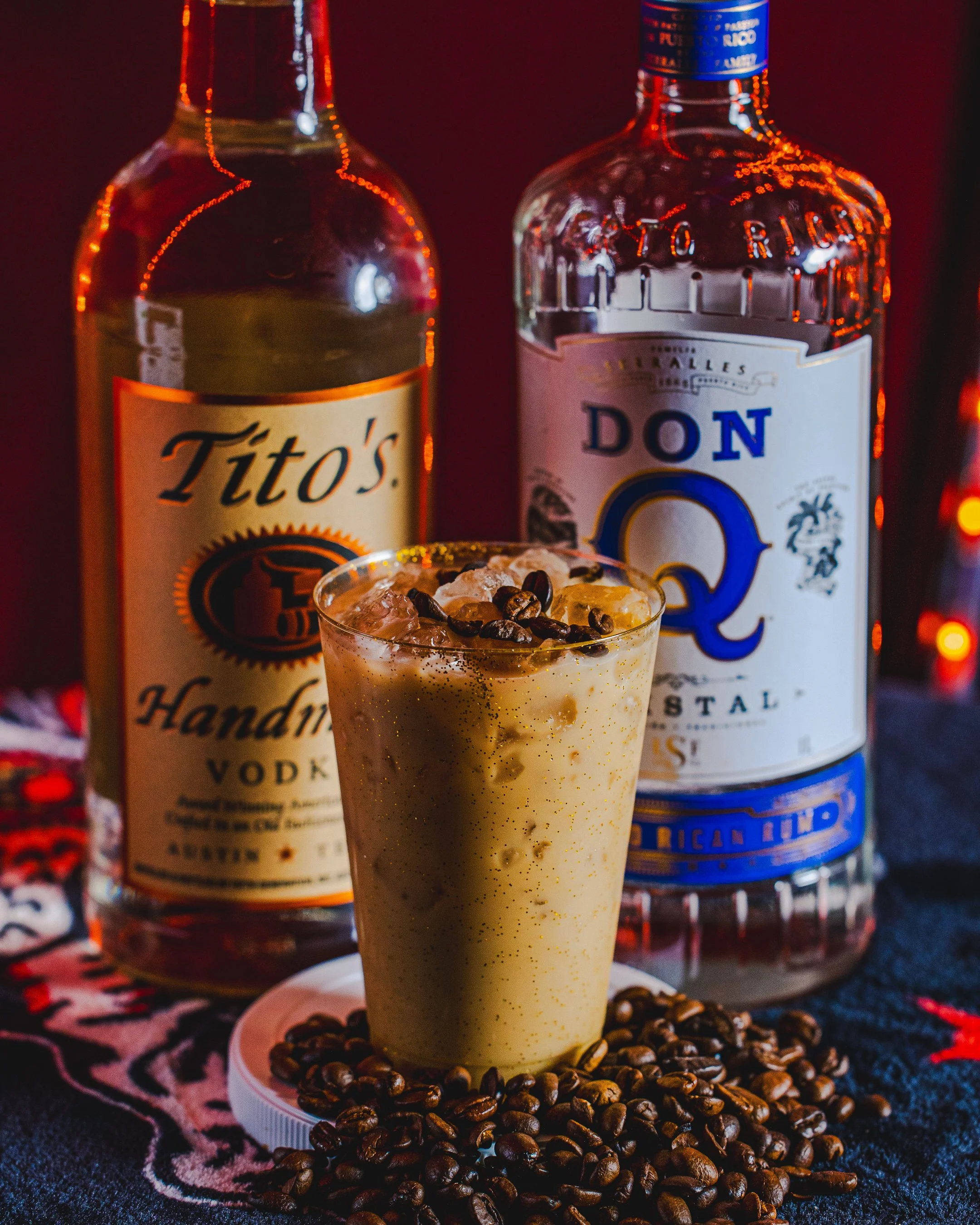 Neon Arcade Drink Similar to an espresso martini 🚨 NON ALCOHOLIC AVAILABLE featuring Ritual Non Alcoholic spirits!   Get ready to GO REAL FAST.   Our take on the ever popular espresso martini, our go go juice features REAL freshly brewed coffee, coc