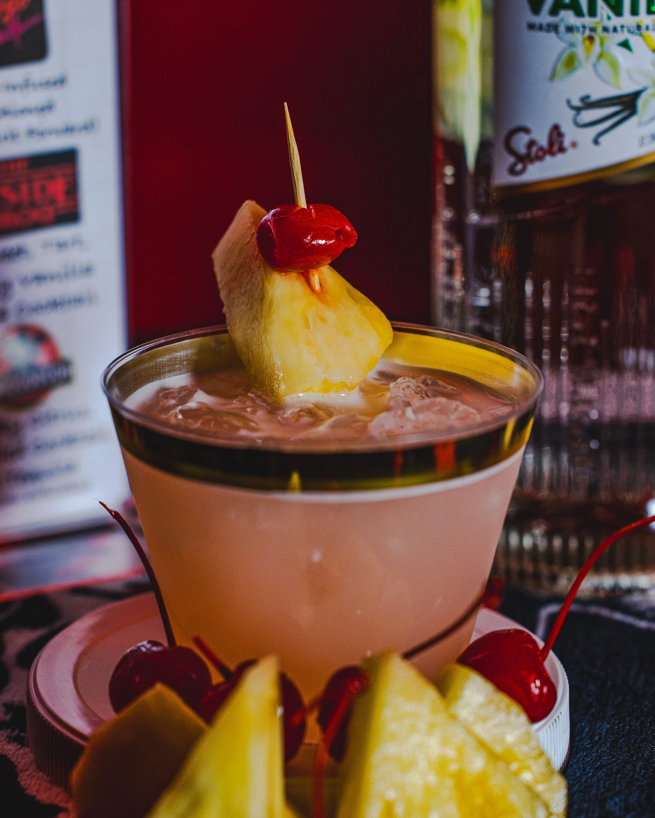 The Upside Down Featuring Stoli Vanilla, pineapple, and tart cherry, this yogurt washed concoction offers a balanced, tart, and fruity taste profile mirroring the classic vintage taste of pineapple upside down cake. The Crypt New Orleans Cocktails