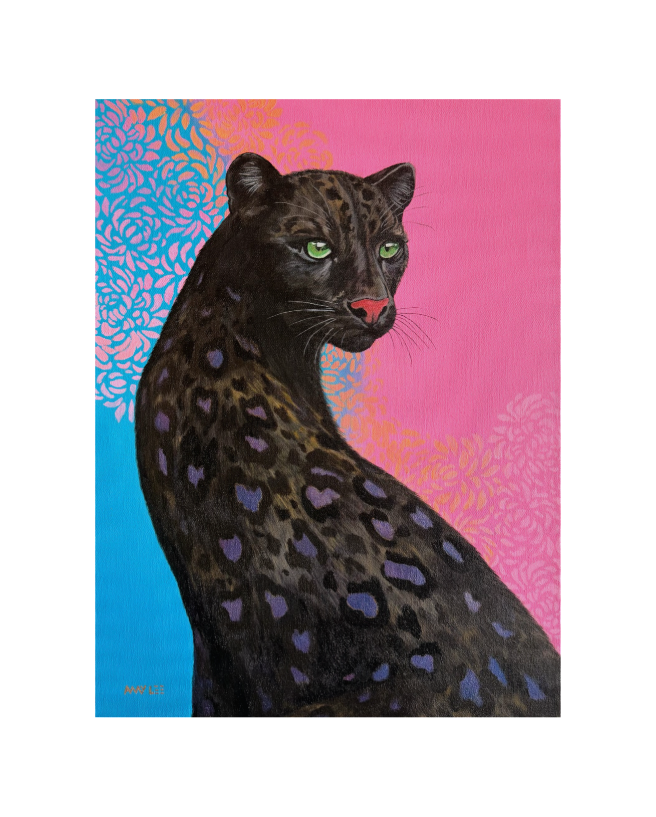 "Noir", Black Panther Painting, Original Acrylic Art, 18" x 24", Gallery Wrapped