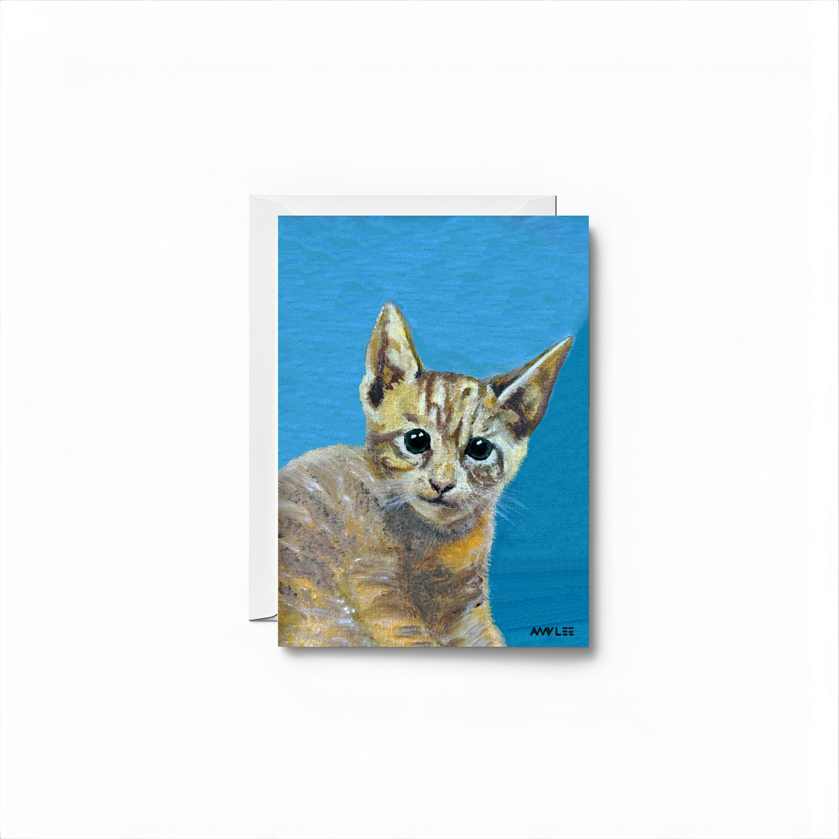 Kitten Cat Art Blank Notecard - Colorful Animal Design by Amy Lee Designs