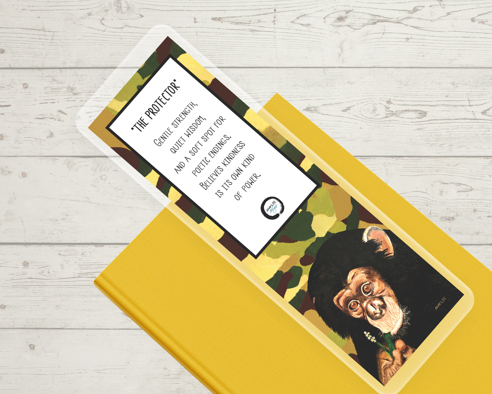Ape_Bookmark  on yellow journal.png