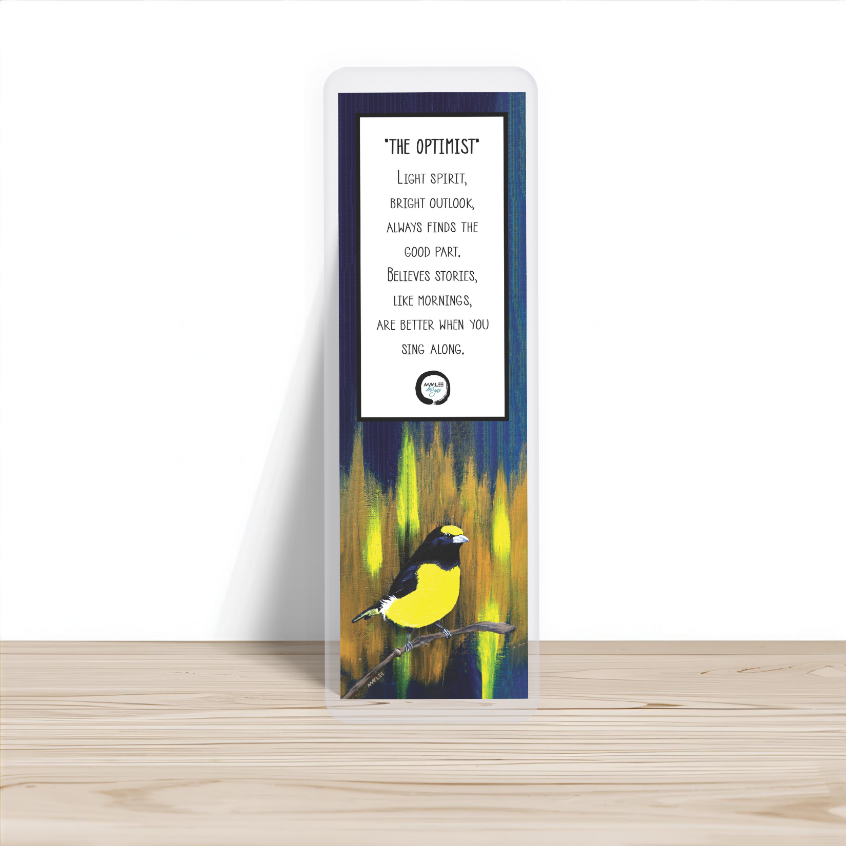 The Optimist | Bird Bookmark | Colorful Animal Art by Amy Lee Designs
