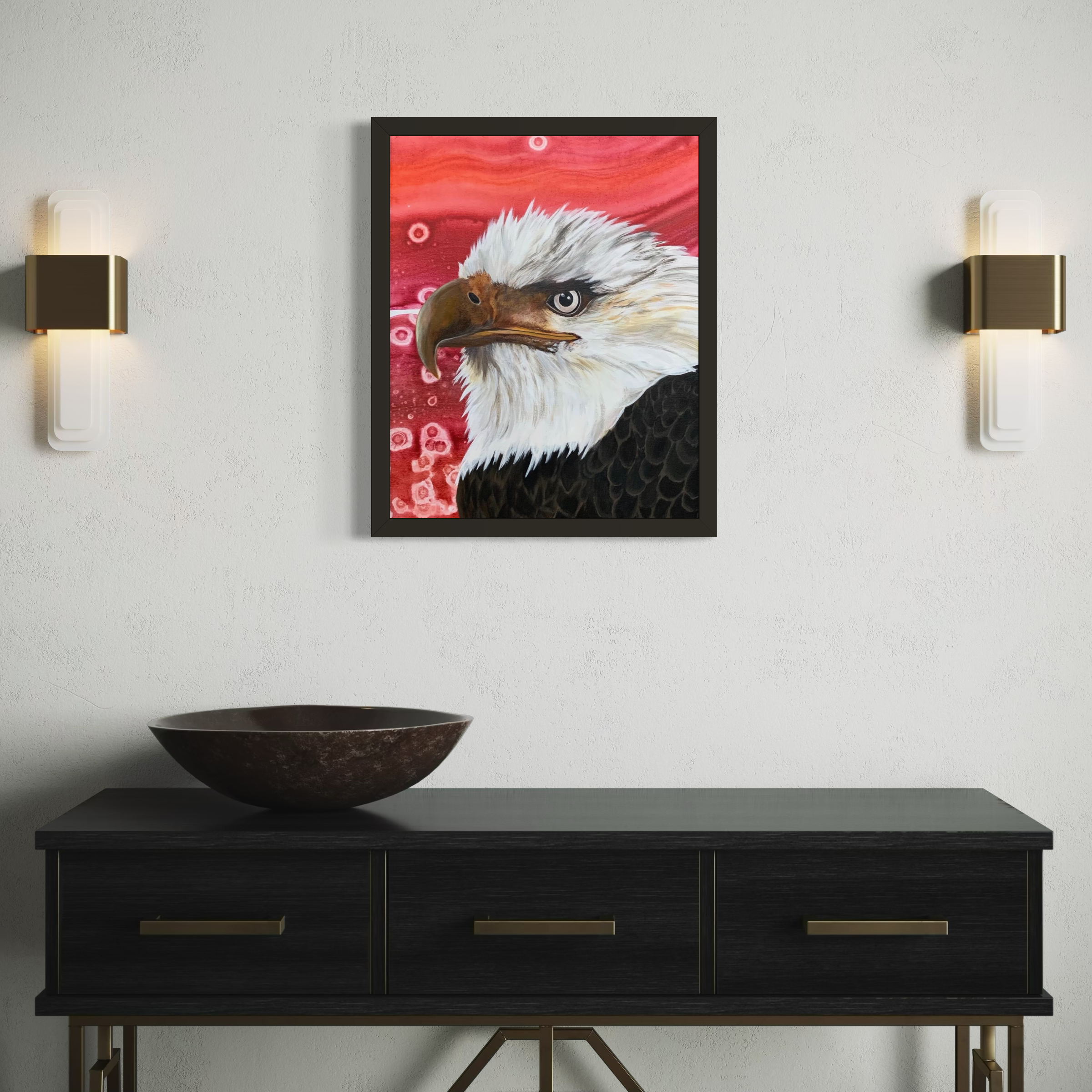 realistic eagle portrait original art statement wall piece