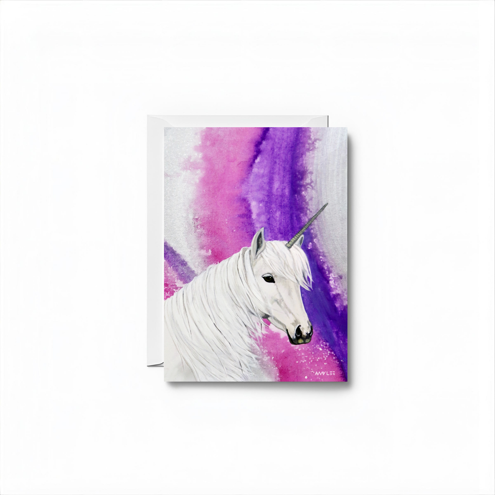 Unicorn Art Blank Notecard - Colorful Animal Design by Amy Lee Designs