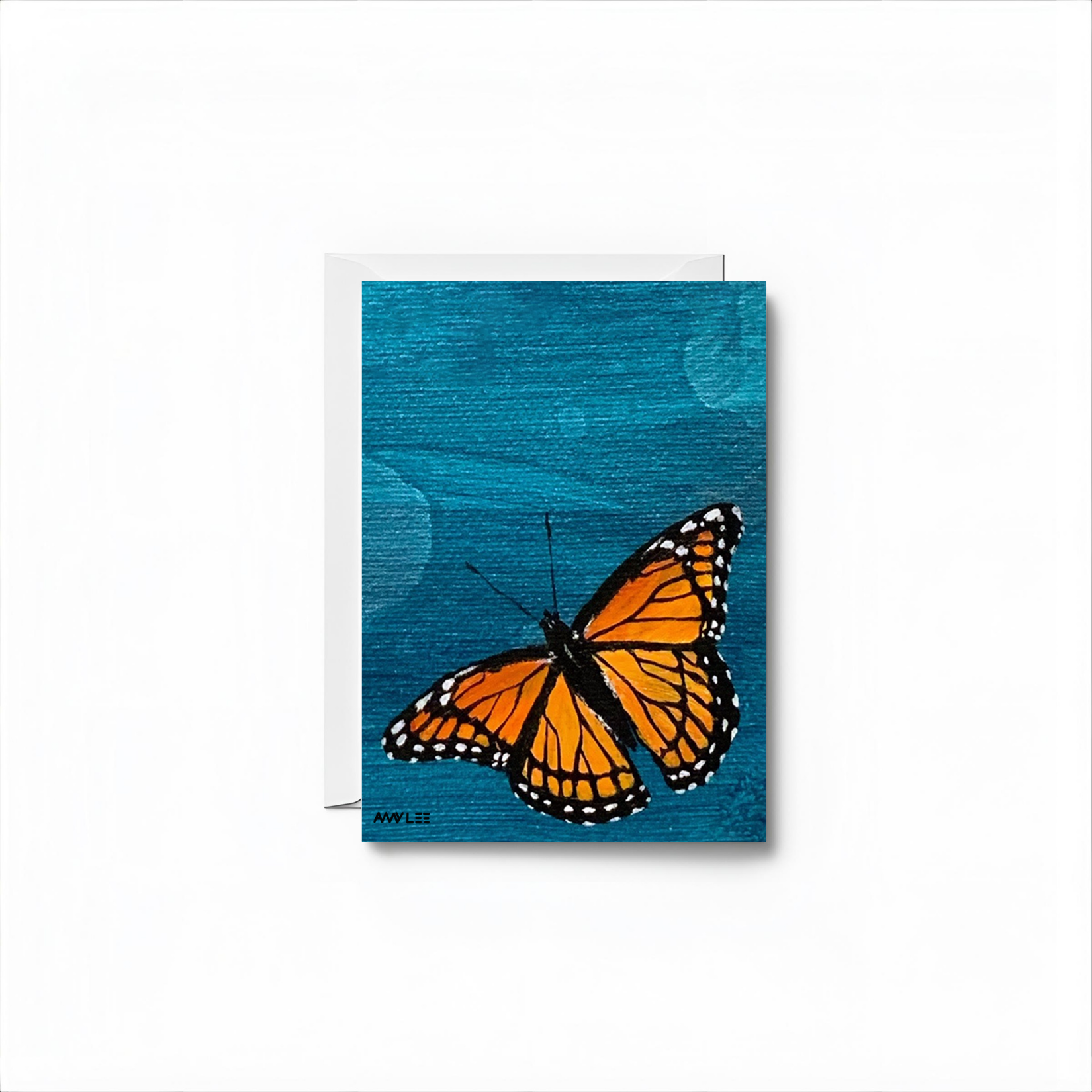 Monarch Butterfly Art Blank Notecard - Colorful Animal Design by Amy Lee Designs