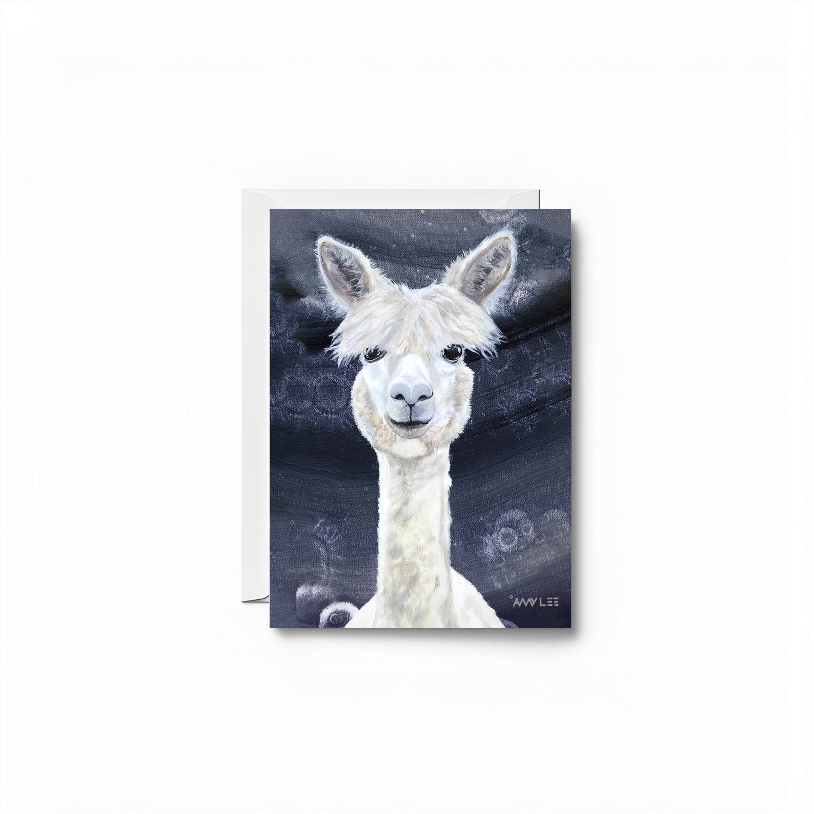 Alpaca Art Blank Notecard - Colorful Animal Design by Amy Lee Designs