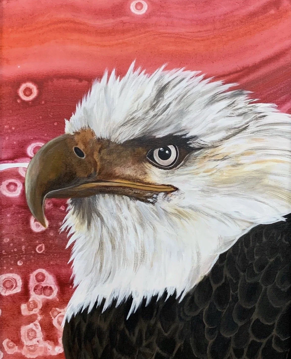 wildlife painting with detailed feathers and neutral tones