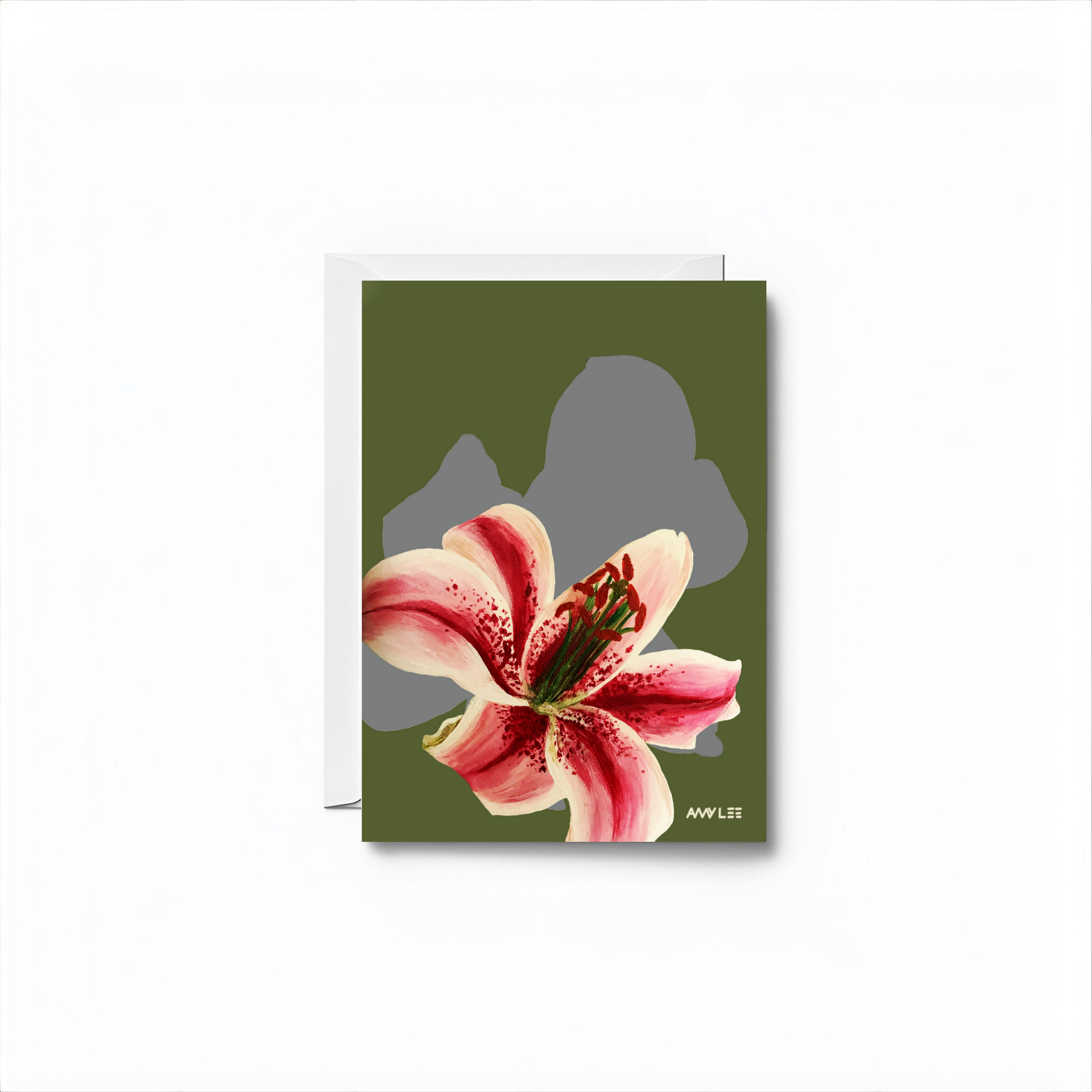 Lily Flower Art Blank Notecard - Colorful Nature Design by Amy Lee Designs