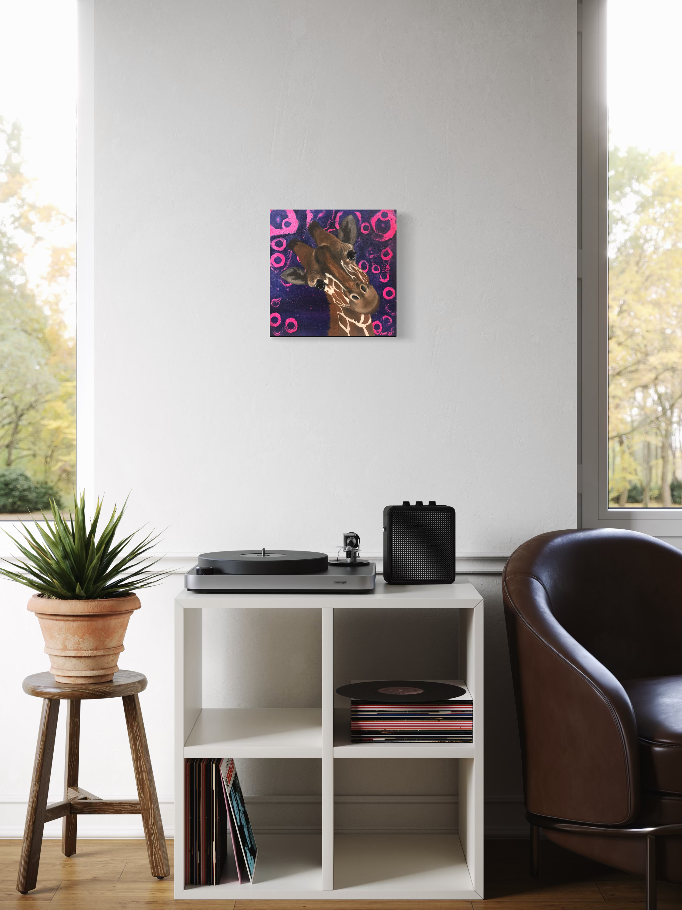 modern animal wall art with bold background