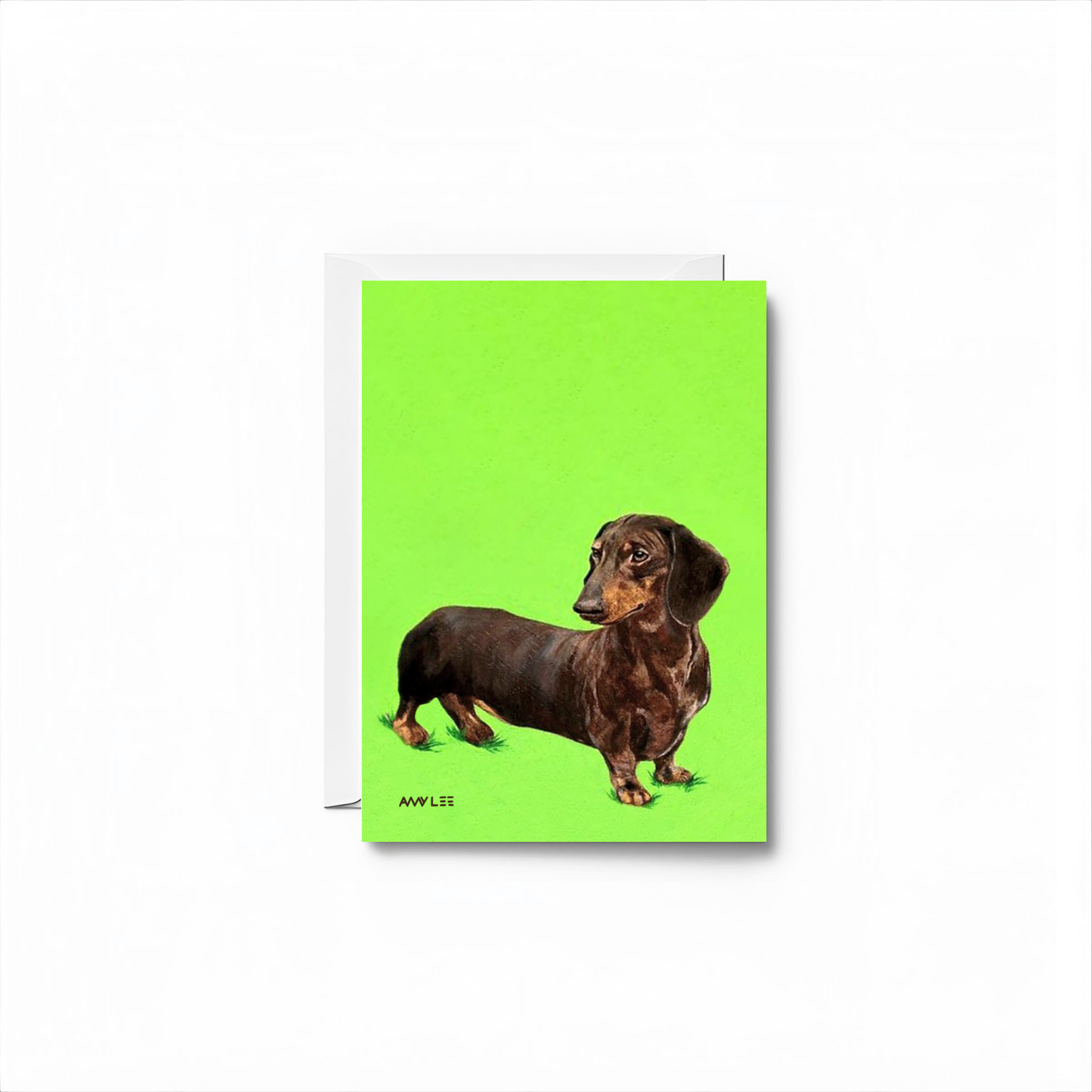 Dachshund Art Blank Notecard - Colorful Animal Design by Amy Lee Designs