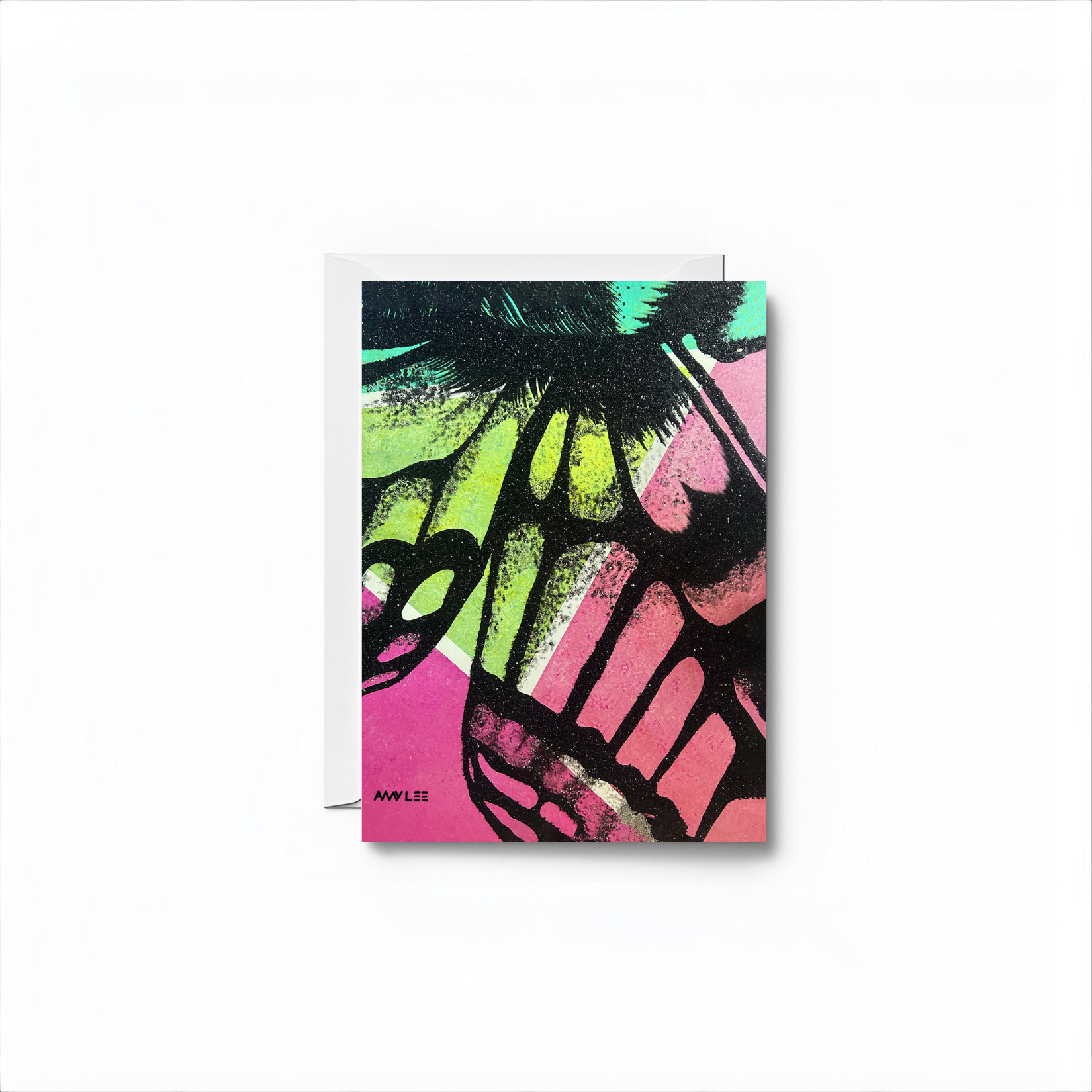 Butterfly Wing Silhouette Art Blank Notecard - Colorful Animal Design by Amy Lee Designs