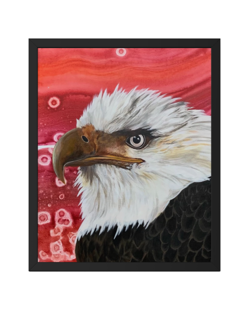 "Freedom", Bald Eagle Painting, Original Acrylic Art, 16" x 20", Framed