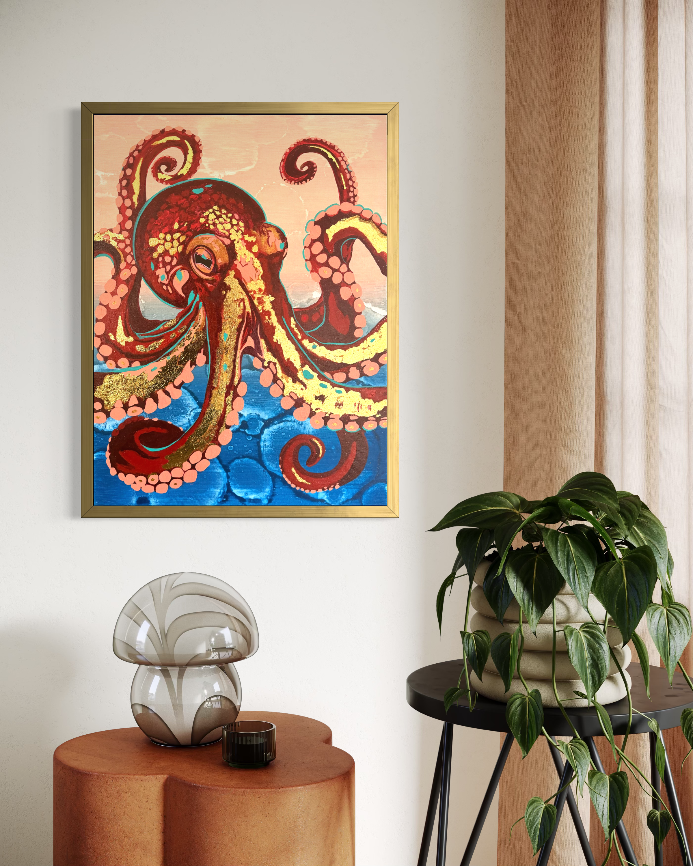 ocean inspired artwork with fluid movement and bold color