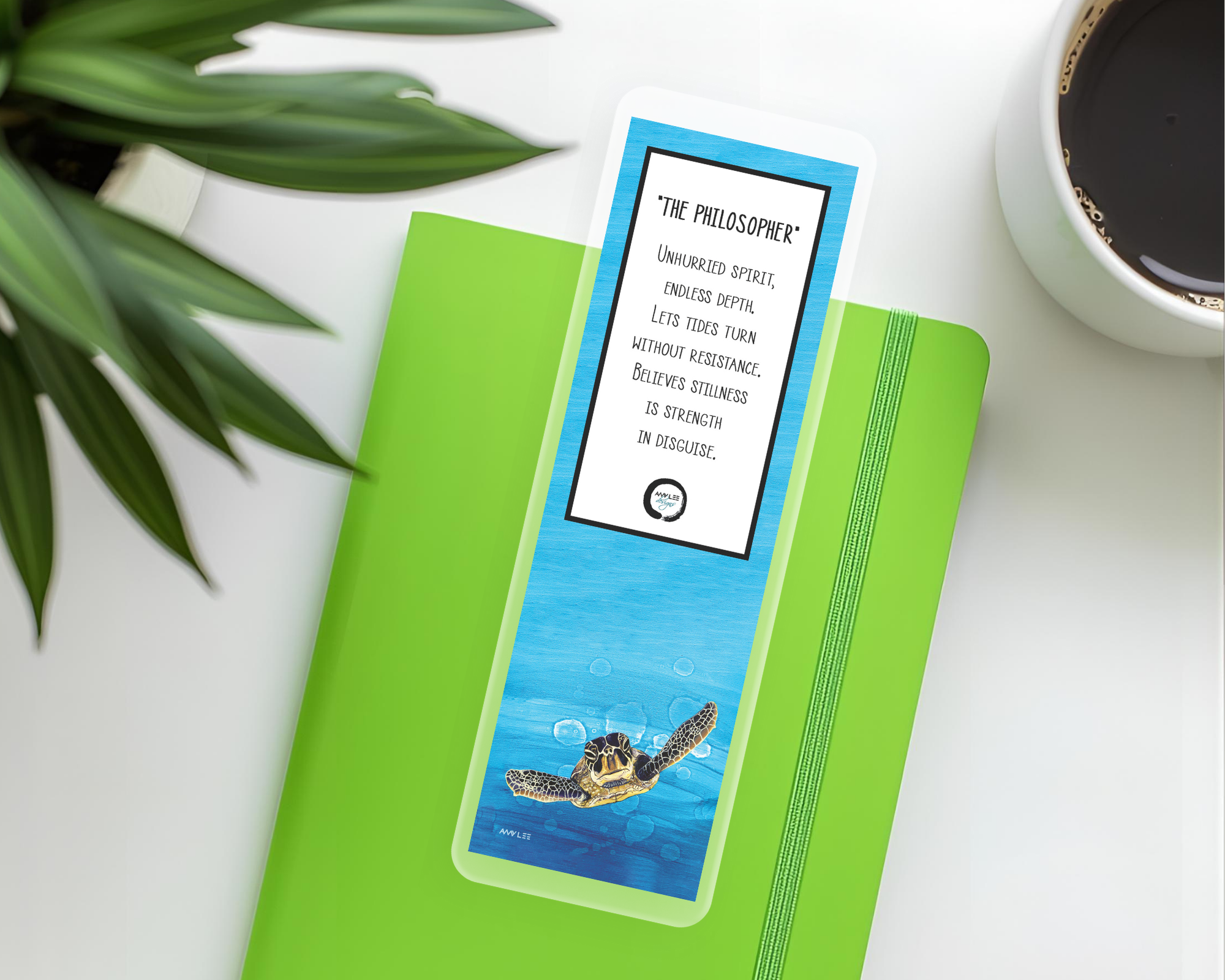 Sea Turtle_Bookmark lime green journal Mockup.png