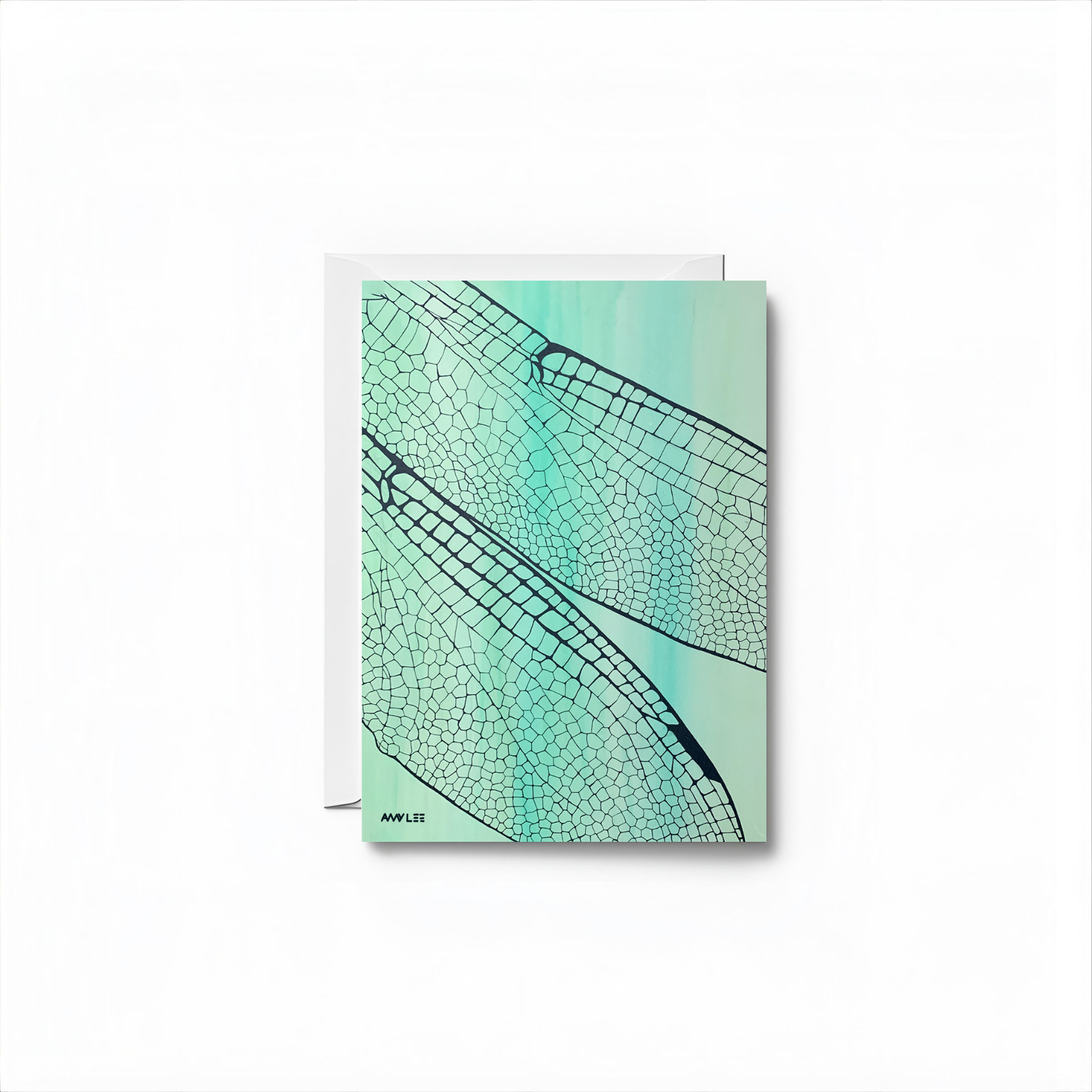 Dragonfly Wing Art Blank Notecard - Colorful Animal Design by Amy Lee Designs