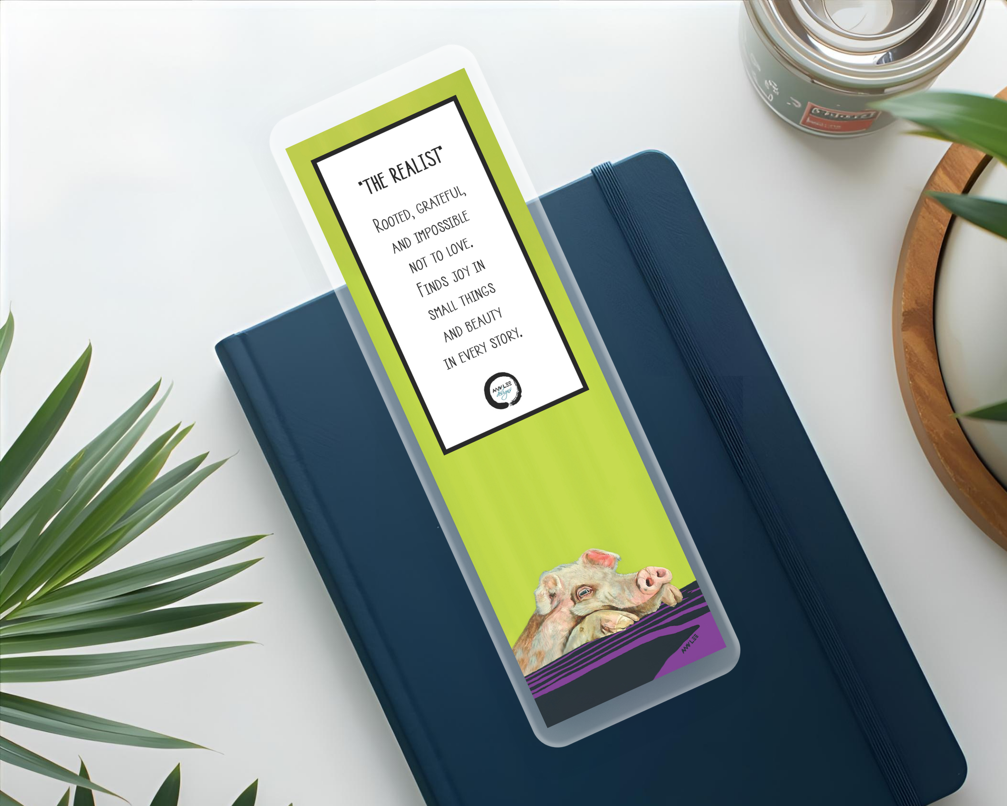 Pig_Bookmark  on navy journal Mockup.png