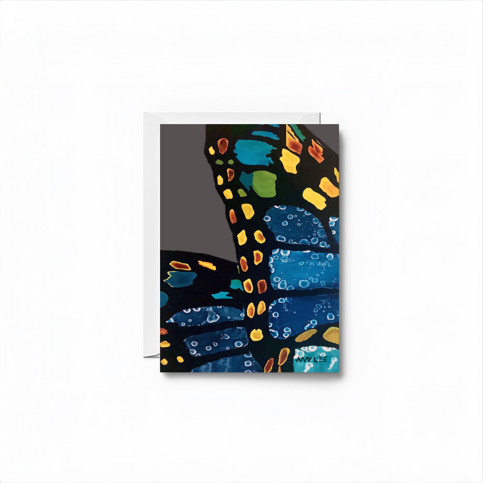 Butterfly Wing Abstract Art Blank Notecard - Colorful Animal Design by Amy Lee Designs