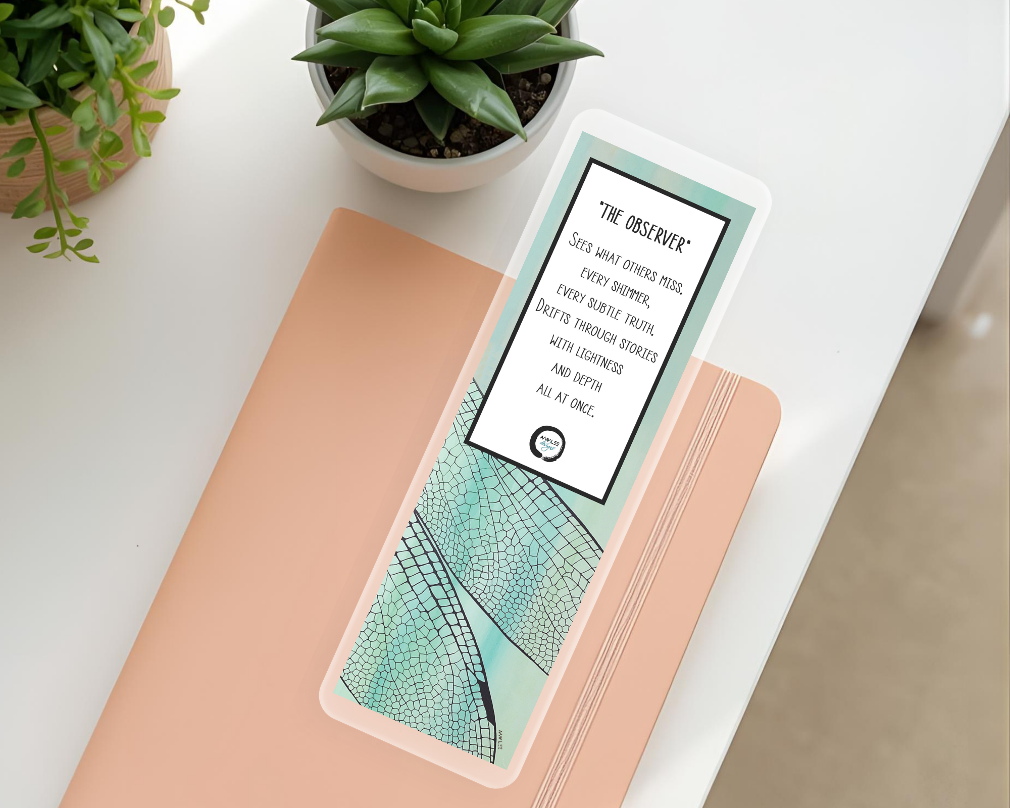 Dragonfly_Bookmark peach journal Mockup.png