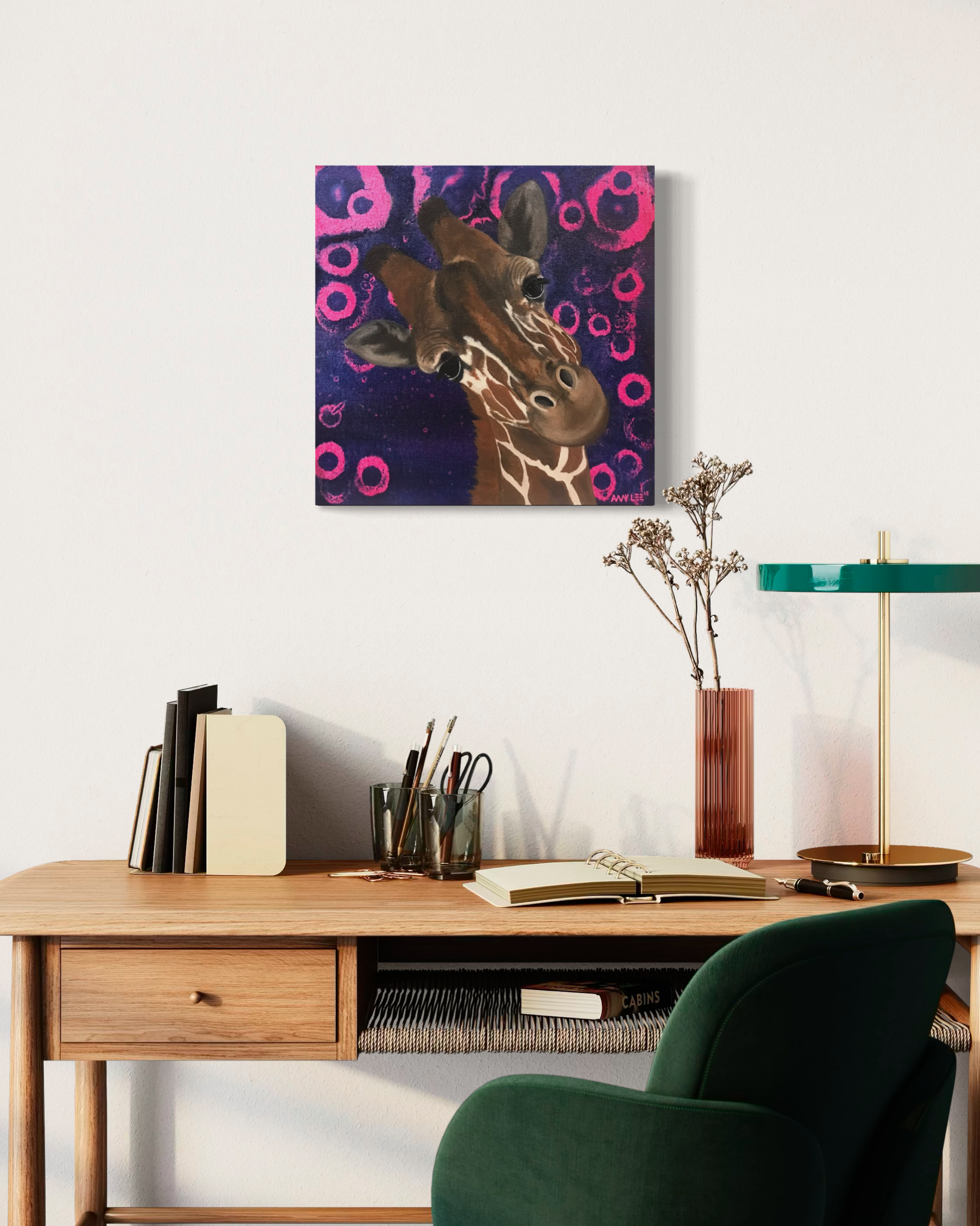 modern animal wall art with bold background