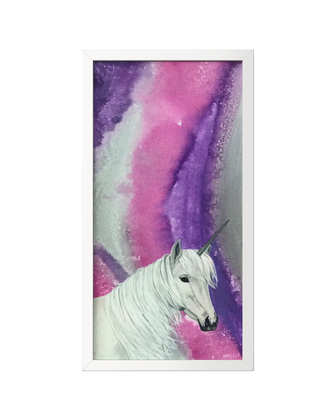 "Dreambound", Unicorn Painting, Original Acrlyic Art, 10" x 20", Framed