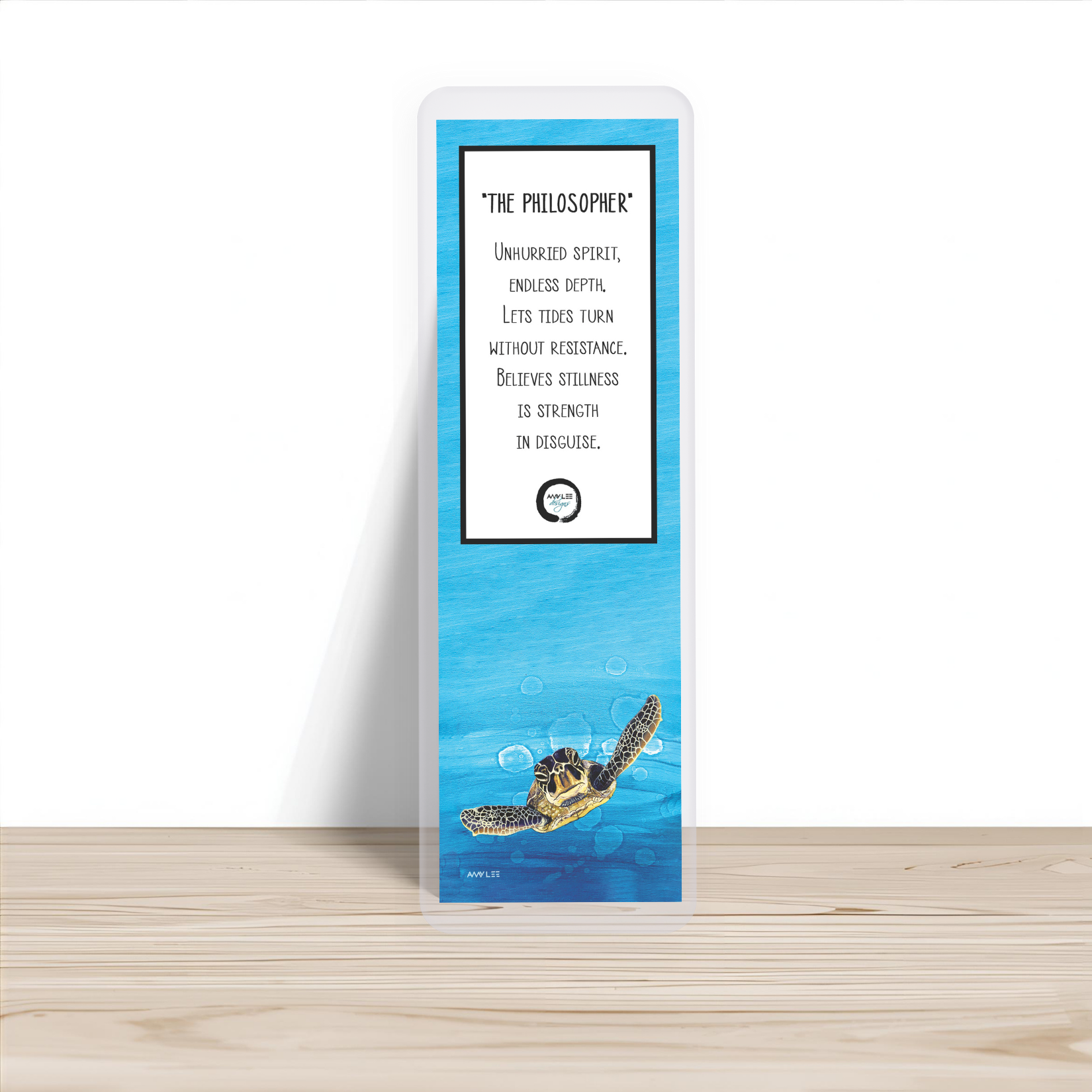 The Philosopher | Sea Turtle Bookmark | Colorful Animal Art by Amy Lee Designs