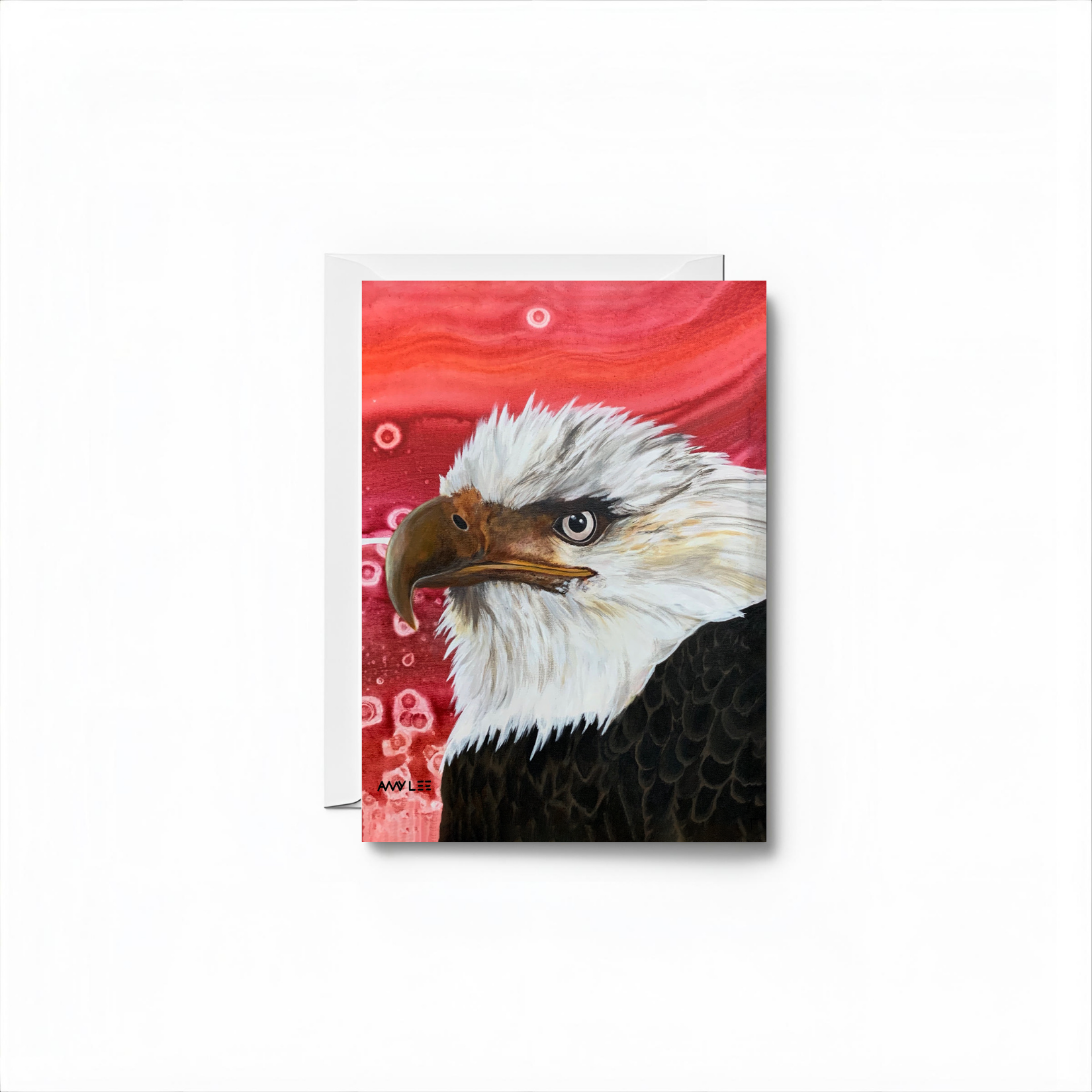 Eagle Art Blank Notecard - Colorful Animal Design by Amy Lee Designs