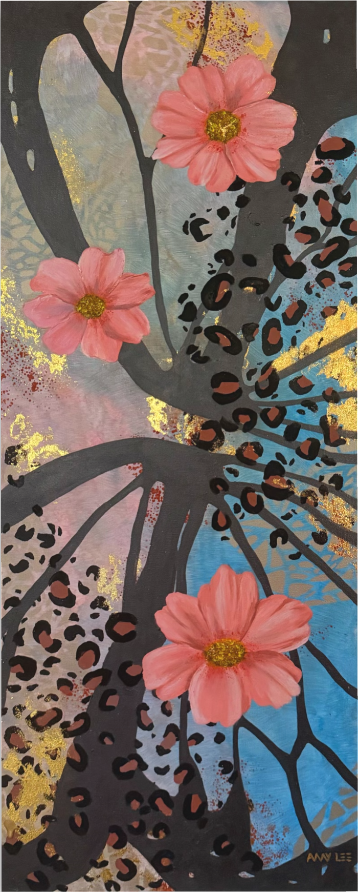 Wild Grace original painting 16x40 vertical abstract floral canvas