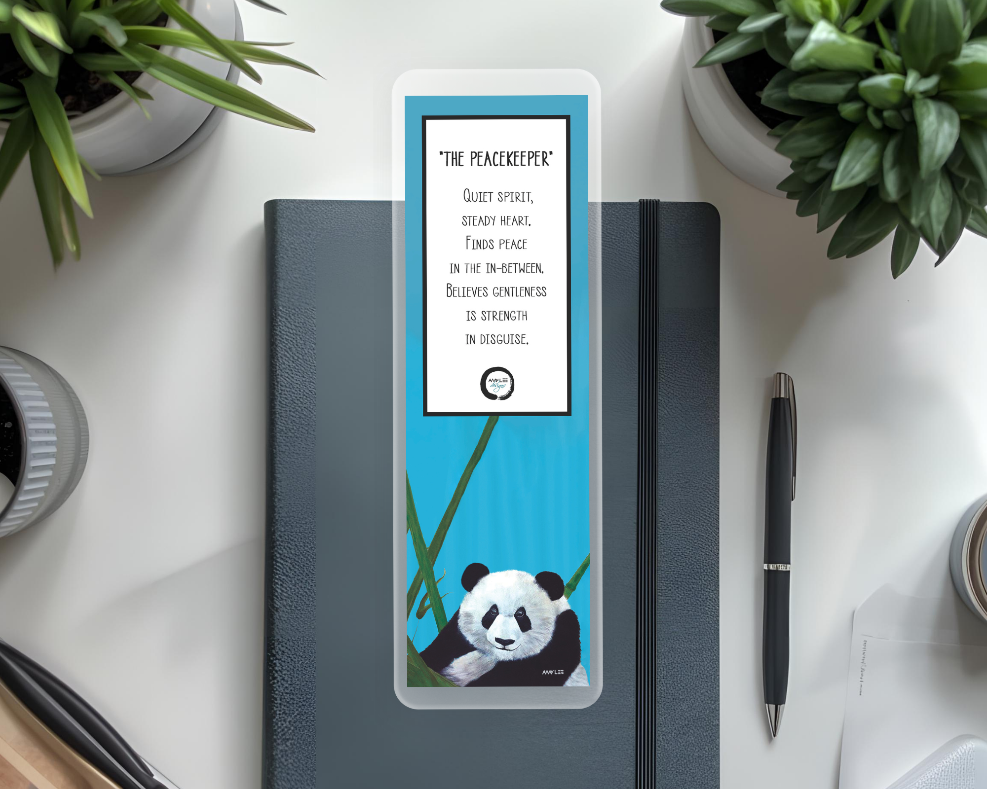 Panda_Dreamer_Bookmark  on dark gray journal Mockup.png